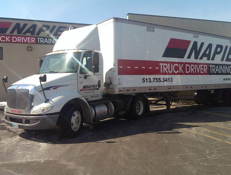 Pictured is a new Napier truck sitting outside of the Napier office building.